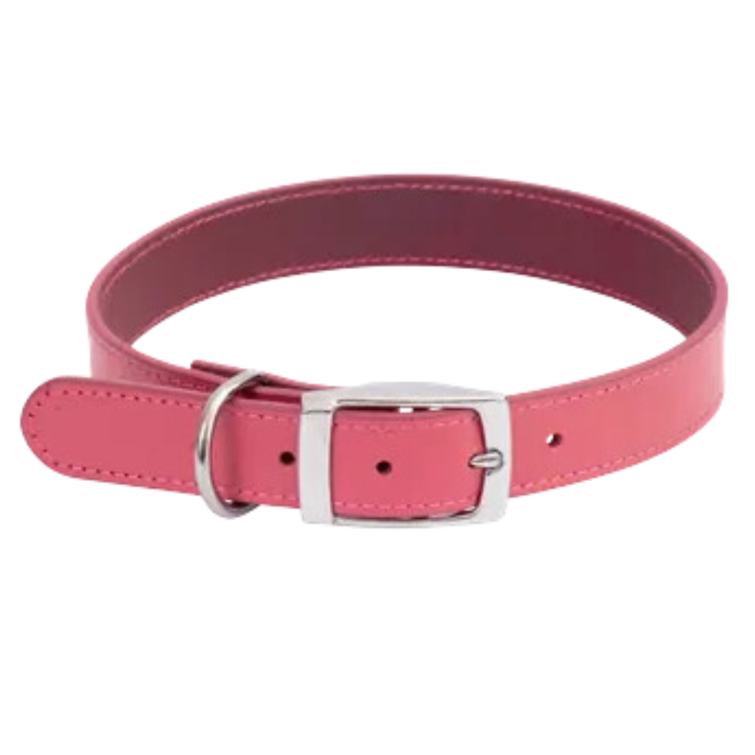 Leather Dog Collar - Pink