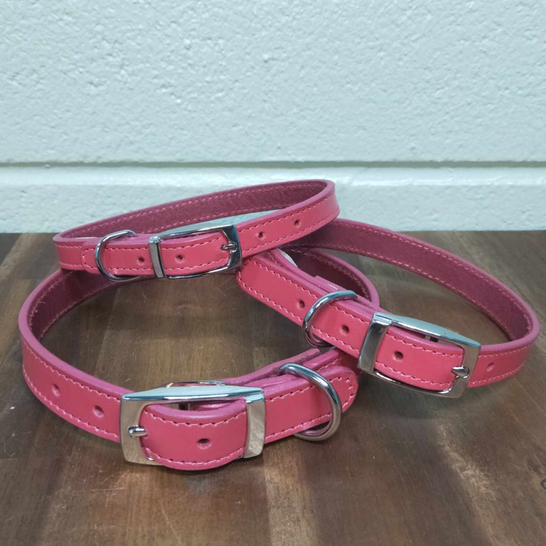 Leather Dog Collar - Pink